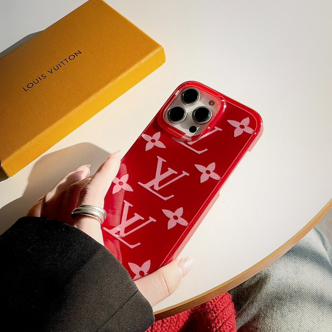 LV Red Floral Monogram iPhone Case & Charm Bracelet Set