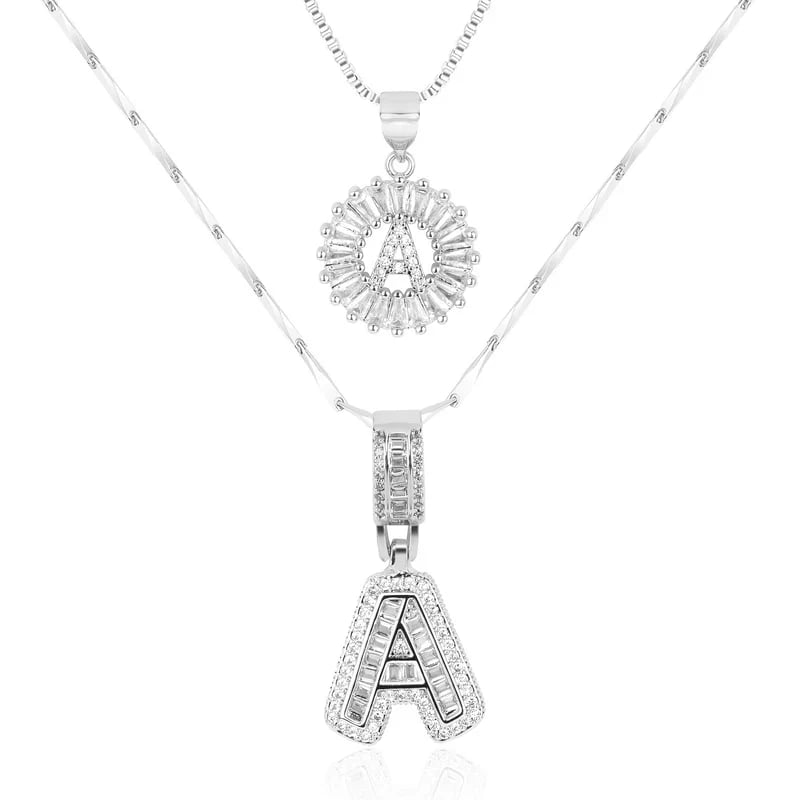 2 Pack - Initial Letter Pendant Necklaces