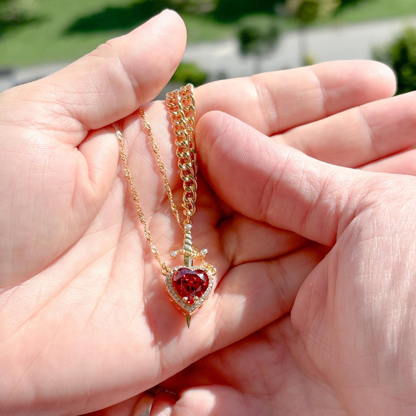 🌹Valentine's Day sale💝Heart and Sword Pendant Necklace - Couple Necklaces