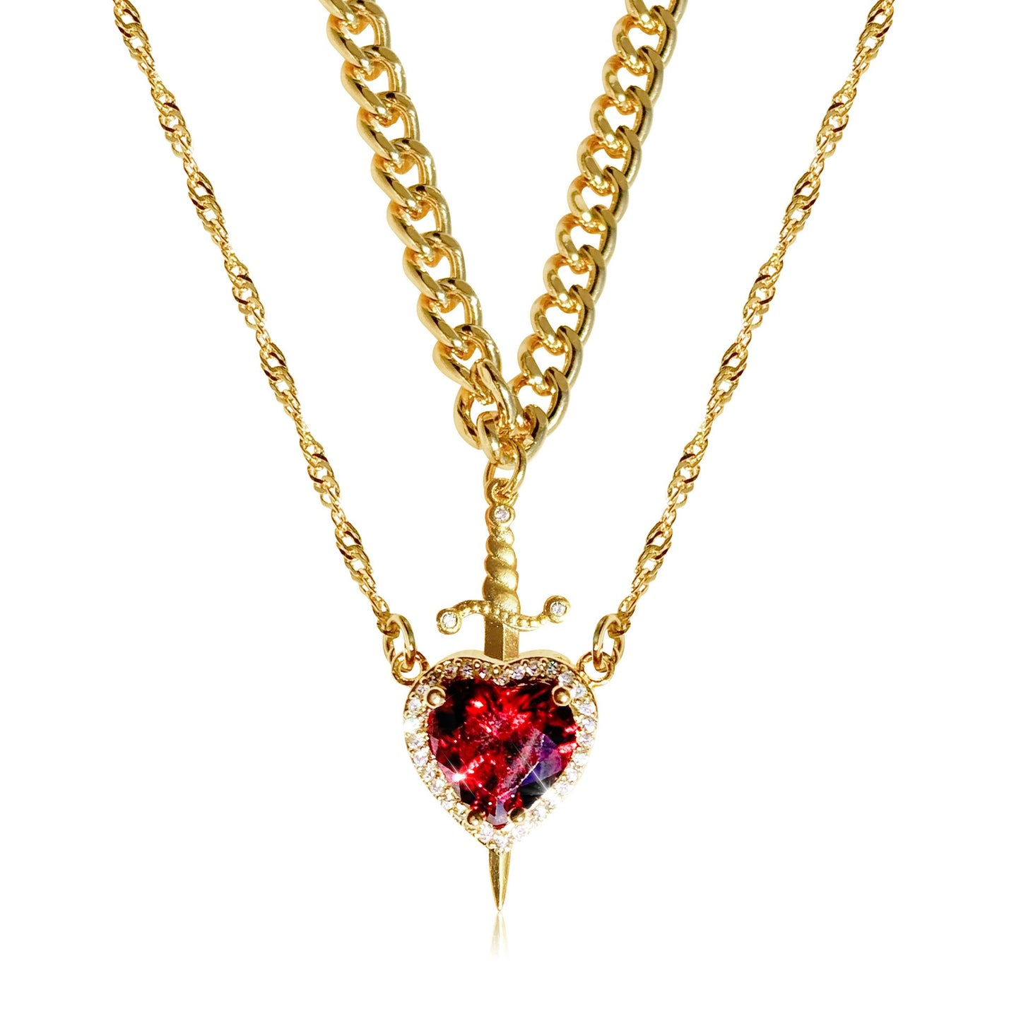 🌹Valentine's Day sale💝Heart and Sword Pendant Necklace - Couple Necklaces