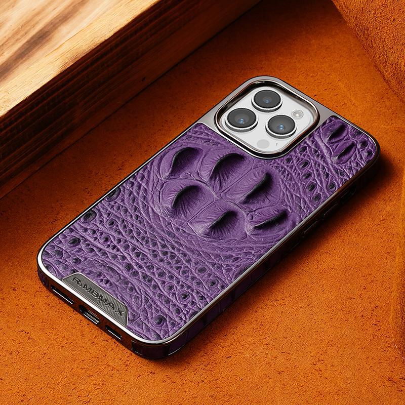 Luxury Business Crocodile Claw Genuine Leather Case For iPhone 16 Pro Max 14 13 12 15 Pro Max 16 Pro Shockproof Cover Phone Case