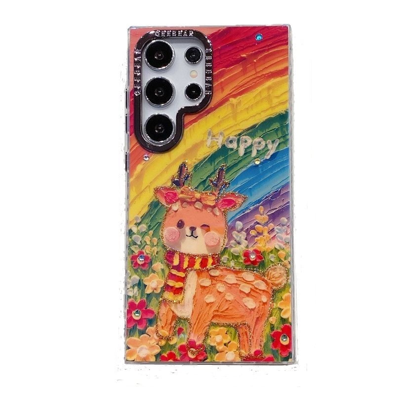 Cartoon Animal Blue Light Diamond Dripping Glue Protective Case