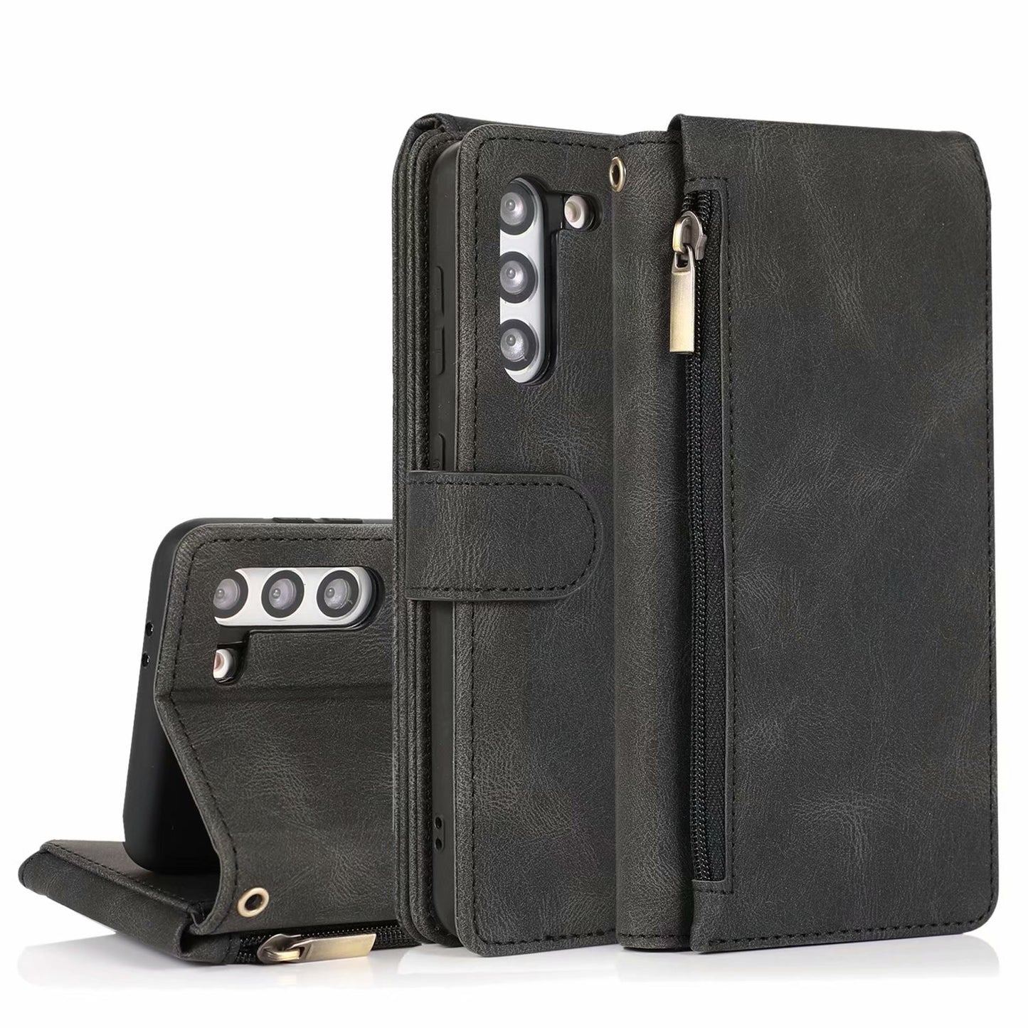 Leather Zipper Wallet Phone Case For Samsung A15