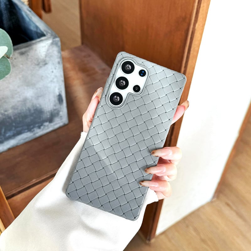 Premium Solid Color Woven Soft Leather Case