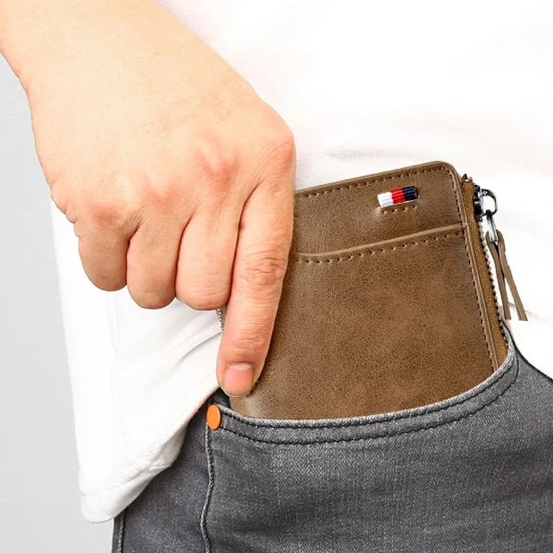 š„ BIG SALEš„š„Men Wallet Zipper Genuine Leather Purse ( RFID PROTECTED )