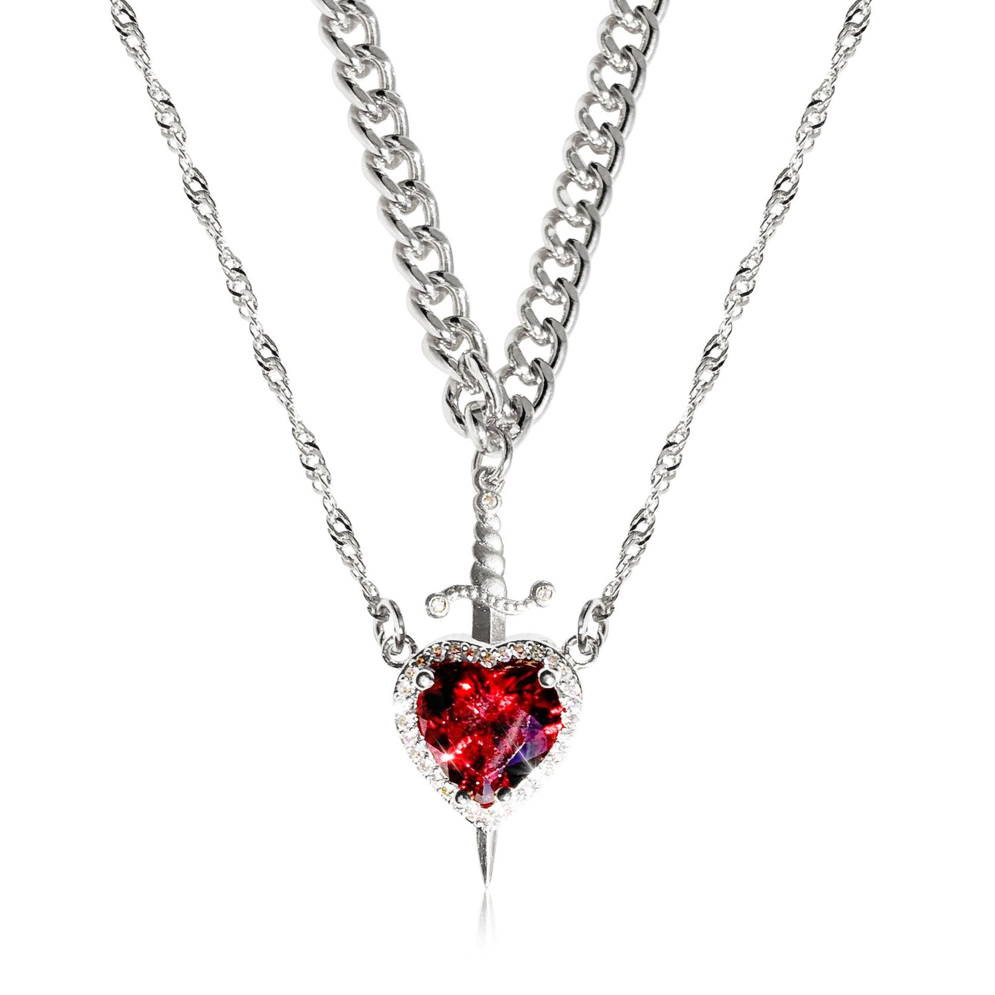 🌹Valentine's Day sale💝Heart and Sword Pendant Necklace - Couple Necklaces