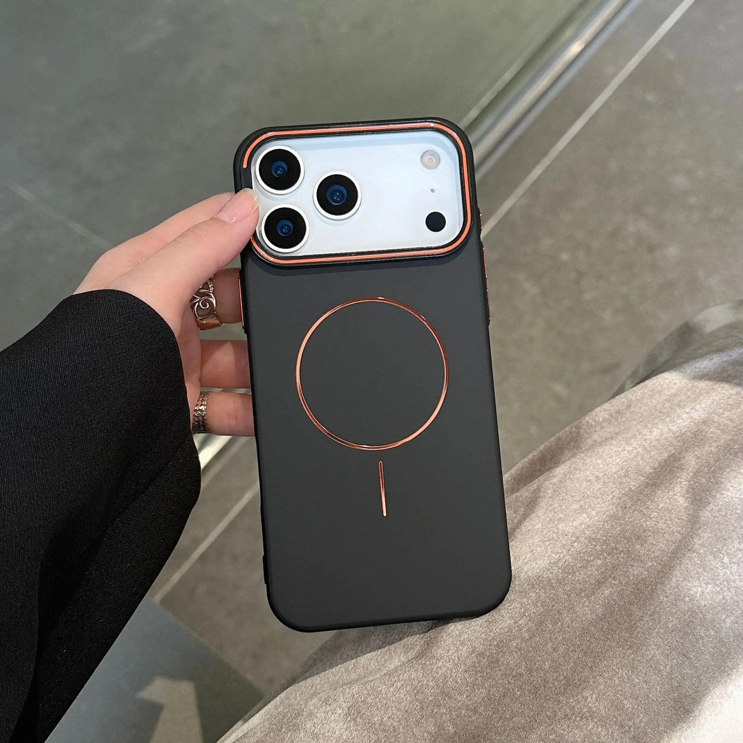 Electroplated Matte Case with MagSafe & Lens Kickstand for iPhone