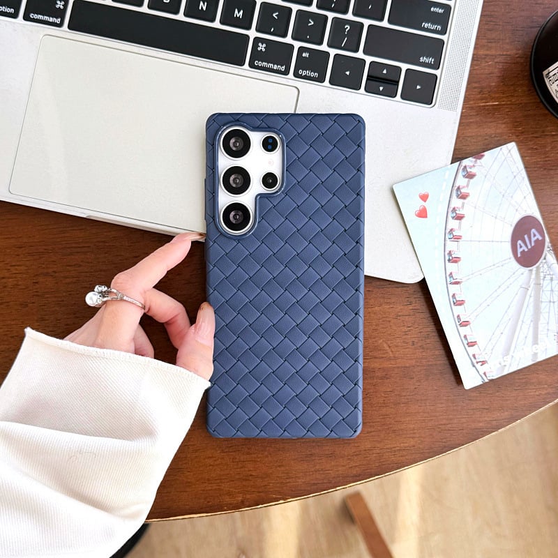 Premium Solid Color Woven Soft Leather Case