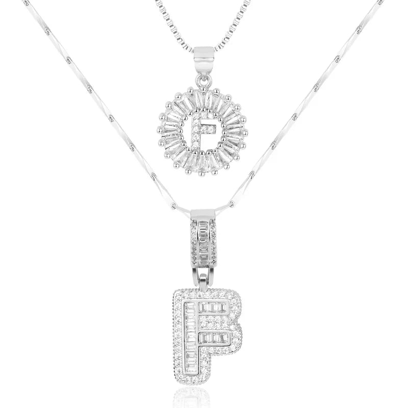 2 Pack - Initial Letter Pendant Necklaces