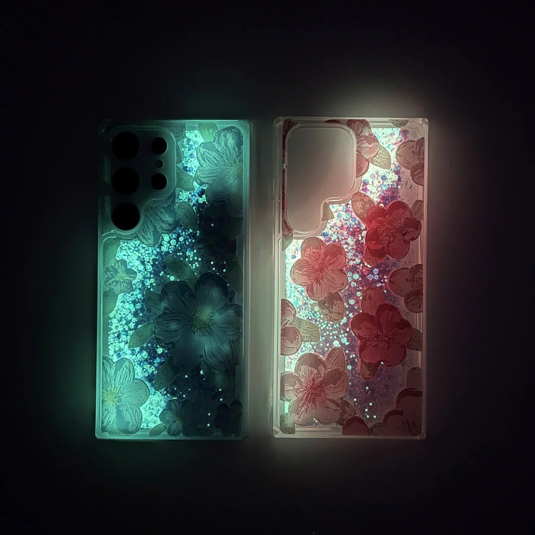 šFluorescent Quicksand Oil Painting Flowers Phone Case For Samsung