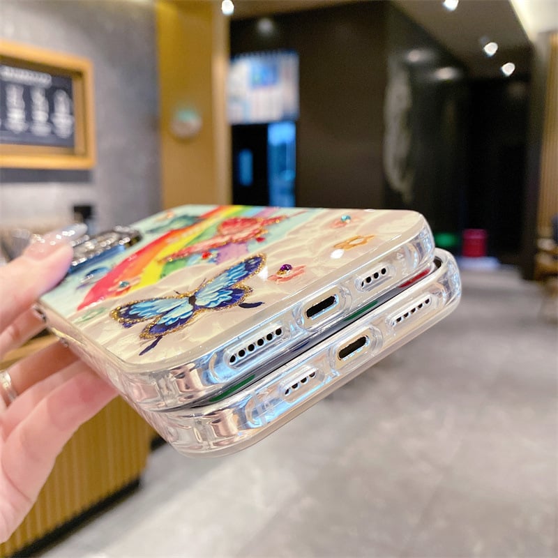 Rainbow butterfly phone case for iPhone 16/15/14/13/12/11