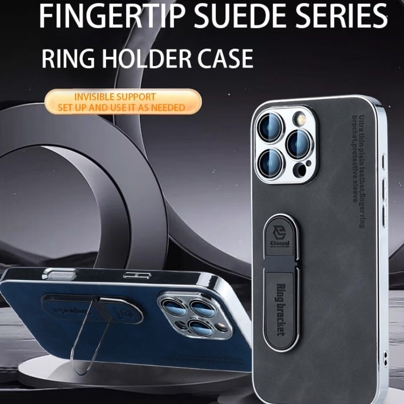 Plain leather ring holder mobile phone case suitable for Apple series