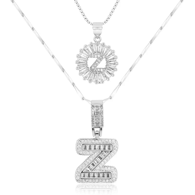 2 Pack - Initial Letter Pendant Necklaces