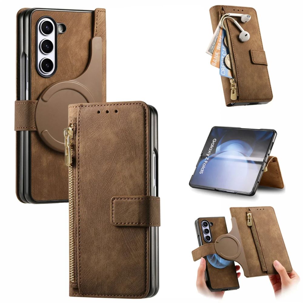 2 in1 Magnetic Zipper Leather Wallet Phone Case
