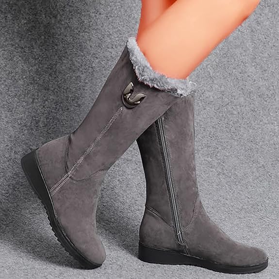 Women's Black Suede Winter Boots