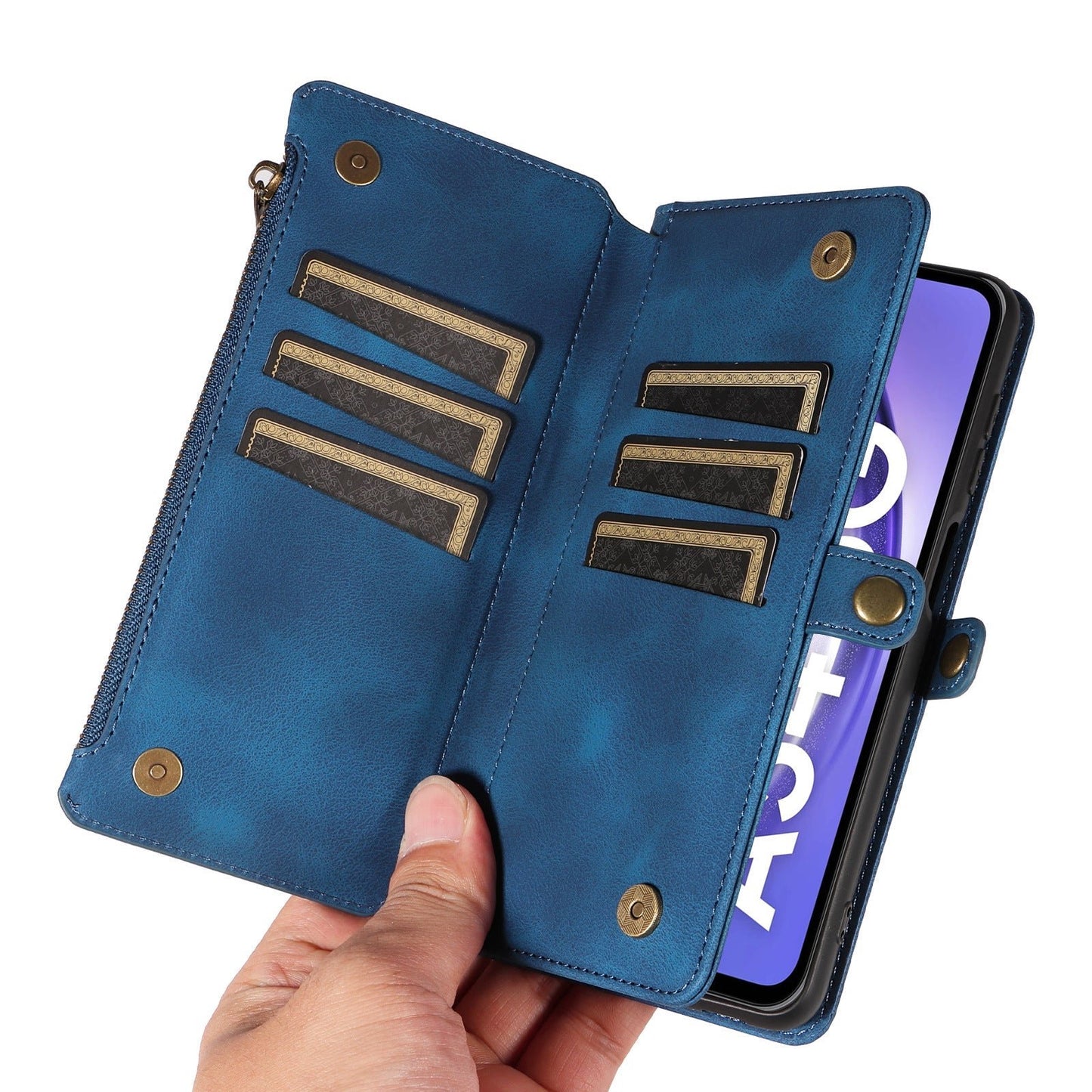 Vintage Wallet Zipper Card Insert Leather Case For Samsung A16