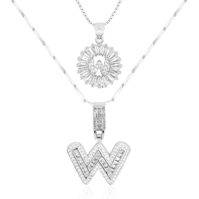 2 Pack - Initial Letter Pendant Necklaces