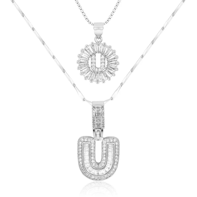 2 Pack - Initial Letter Pendant Necklaces