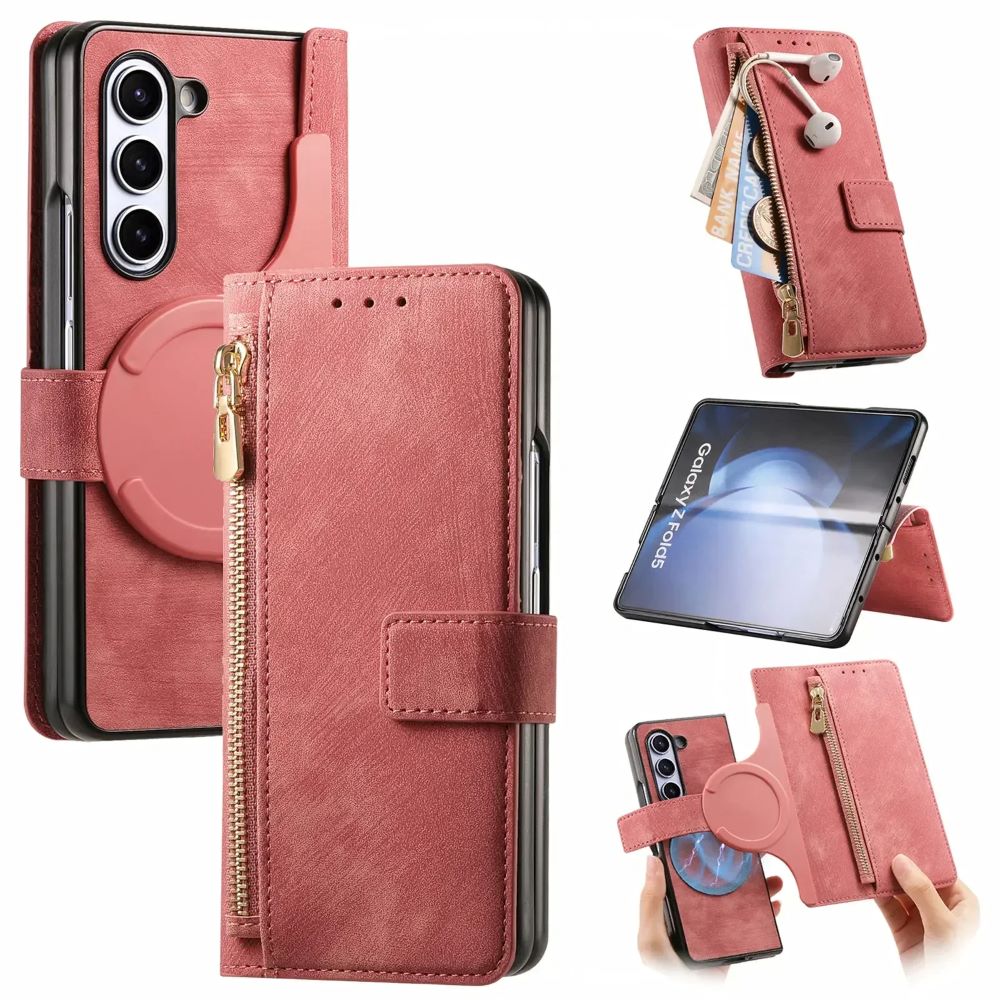 2 in1 Magnetic Zipper Leather Wallet Phone Case