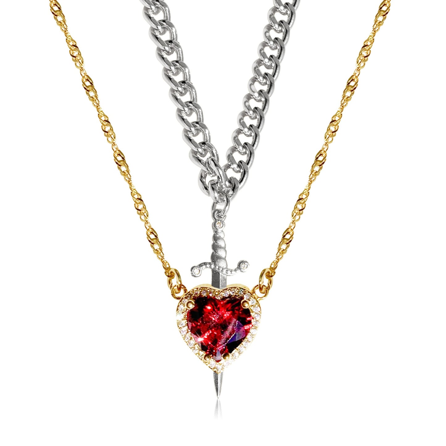 🌹Valentine's Day sale💝Heart and Sword Pendant Necklace - Couple Necklaces