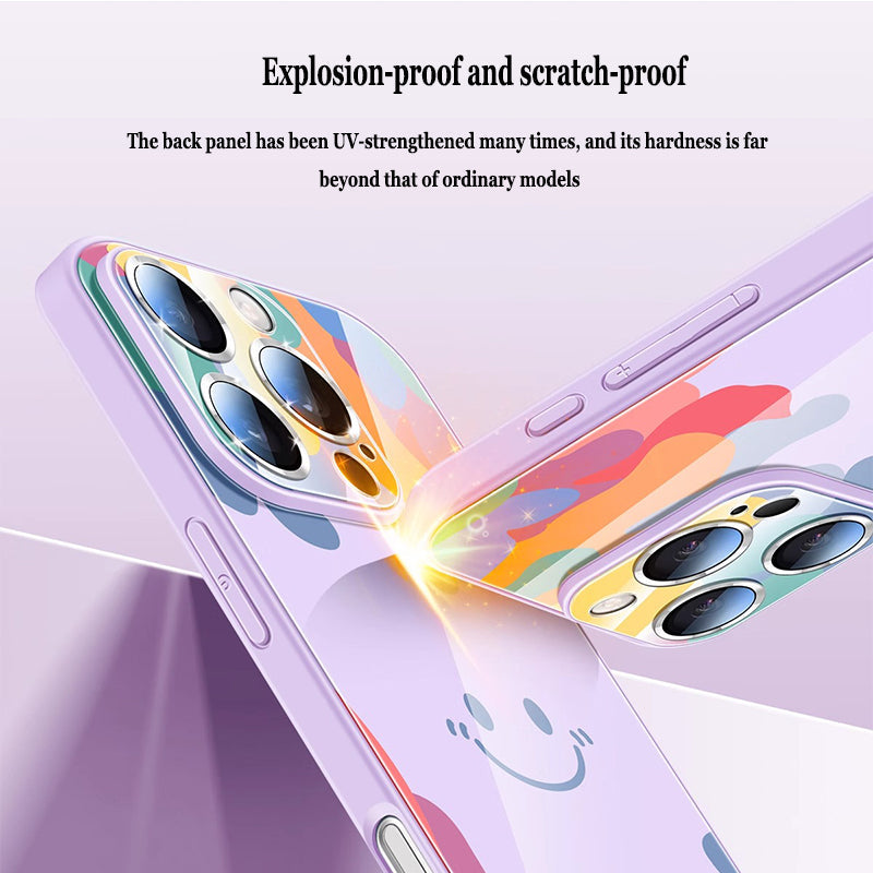 Cute Smiley Liquid Glass Magnetic Holder Phone Case For iPhone