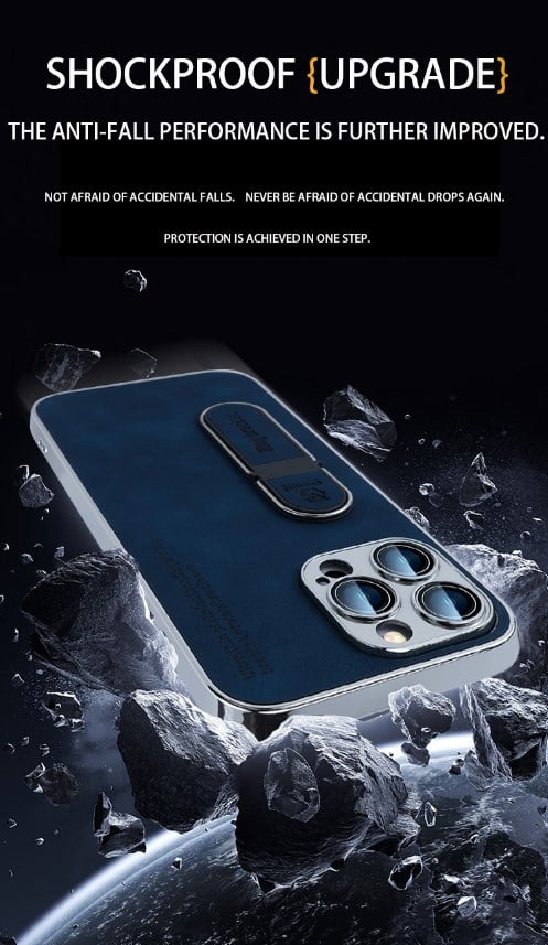 Plain leather ring holder mobile phone case suitable for Apple series
