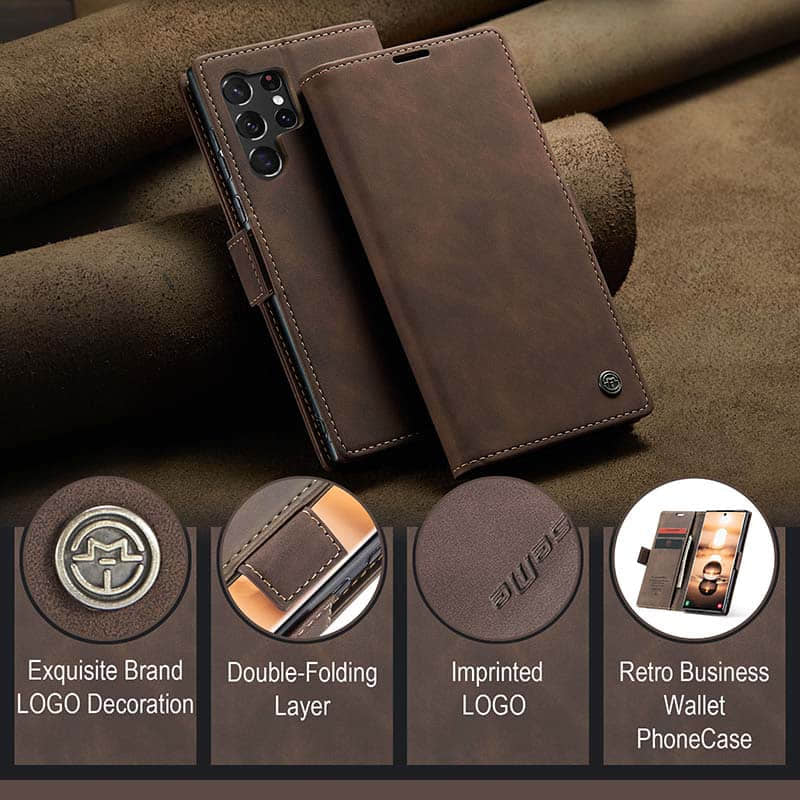 Luxury Leather Bracket Wallet Case For Galaxy A54
