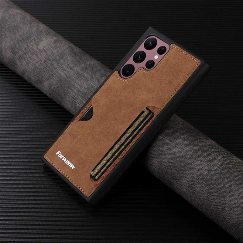 Card slot leather case anti-fall mobile phone case for Galaxy S25/S24/S23/S22/S21 series
