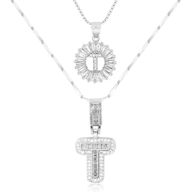 2 Pack - Initial Letter Pendant Necklaces