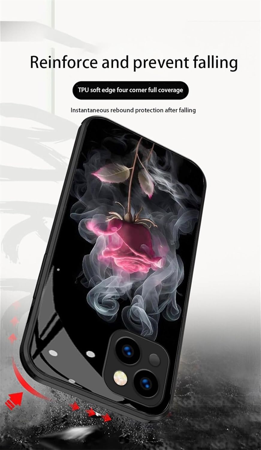 New Smoked red Rose Tempered Glass Suitable for iPhone
