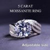 Adjustable 5-Carat Super Flash Moissanite Ring - Free gift box.