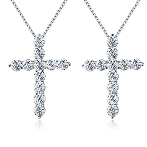 Easter promo - GRA certification-Buy 1 Take 1-Moissanite Inlaid Silver Cross Necklace-Necklace adjustable Size
