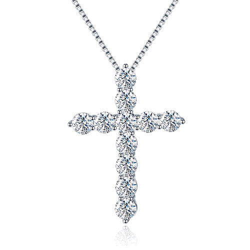 Easter promo - GRA certification-Buy 1 Take 1-Moissanite Inlaid Silver Cross Necklace-Necklace adjustable Size