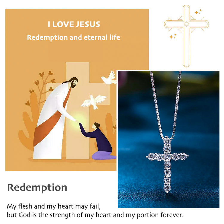 Easter promo - GRA certification-Buy 1 Take 1-Moissanite Inlaid Silver Cross Necklace-Necklace adjustable Size