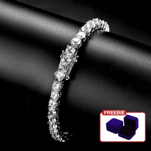 Kadayawan Festival Promo - Sparkling 3MM Moissanite Tennis Bracelet with free jewelry box. Chain length 20cm.