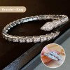 Easter promo - Moissanite Snake Shaped Bracelet and Ring Set - Free Jewelry Box.