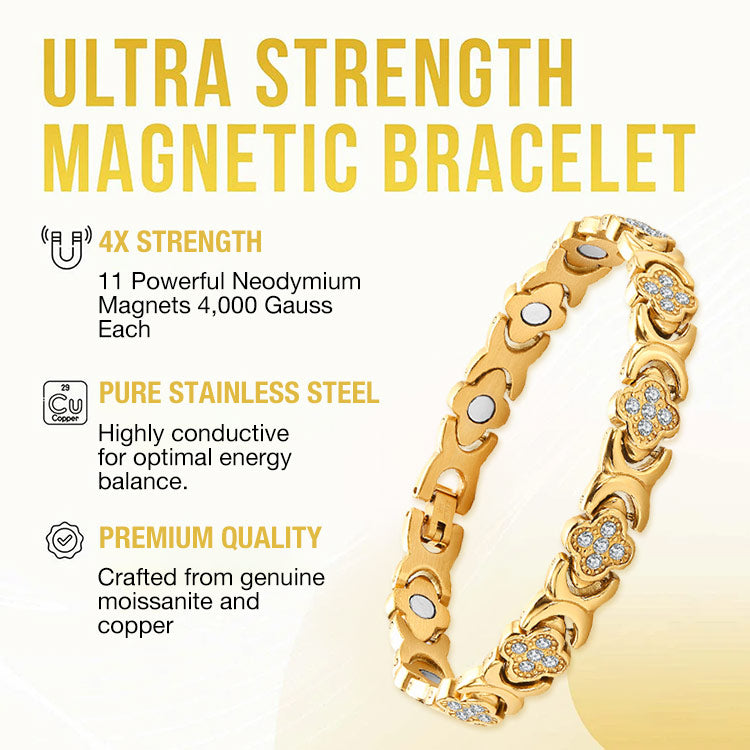 Clover Diamond Magnetic Bracelet - Found your stress-relief secret, Magnetic Wellness Boost