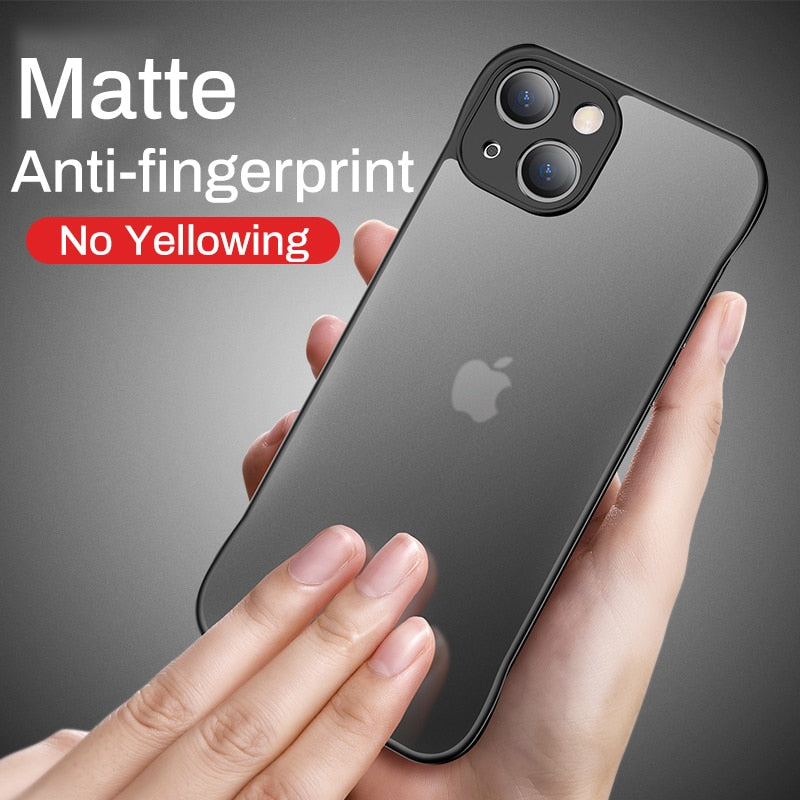 Matte Acrylic Frameless Ultra Slim Case For iPhone-Free Ring Chain
