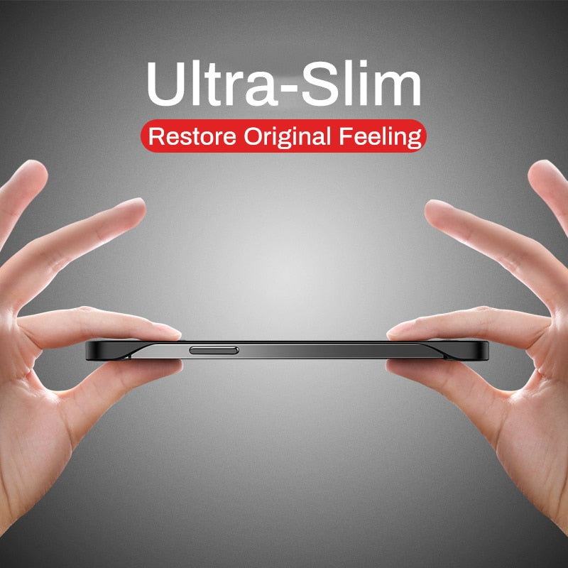 Matte Acrylic Frameless Ultra Slim Case For iPhone-Free Ring Chain