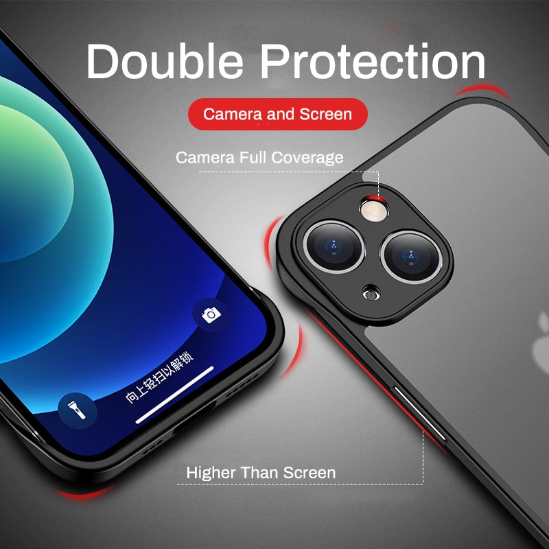Matte Acrylic Frameless Ultra Slim Case For iPhone-Free Ring Chain