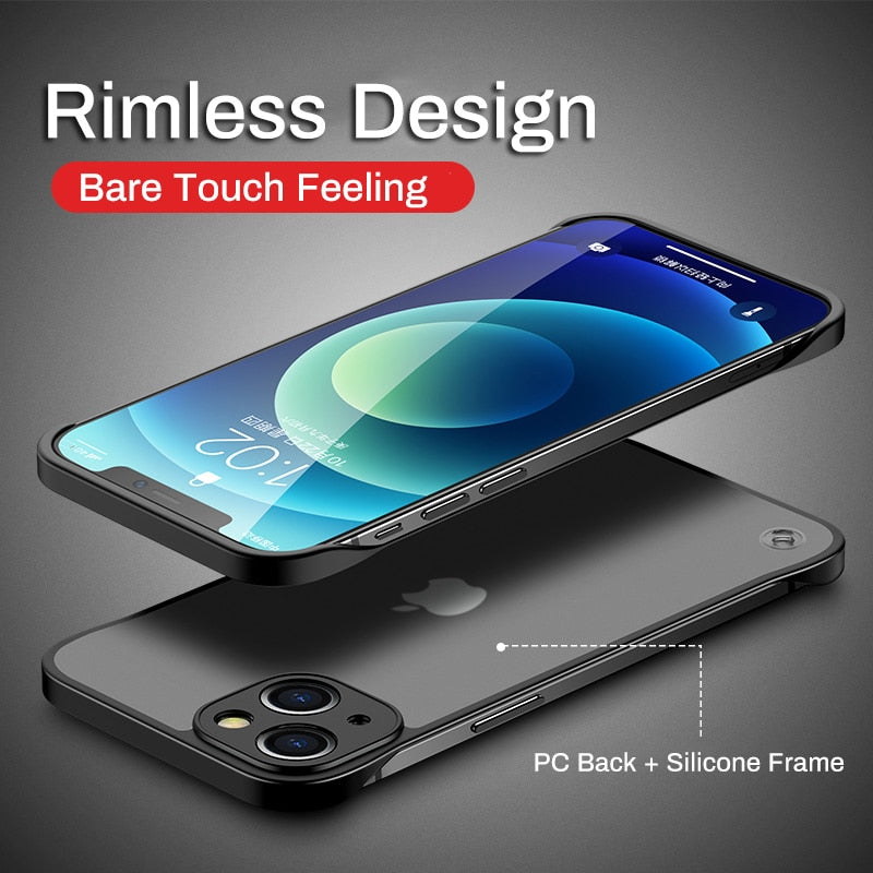 Matte Acrylic Frameless Ultra Slim Case For iPhone-Free Ring Chain