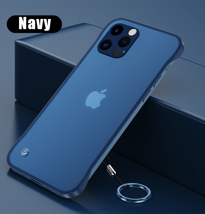 Matte Acrylic Frameless Ultra Slim Case For iPhone-Free Ring Chain
