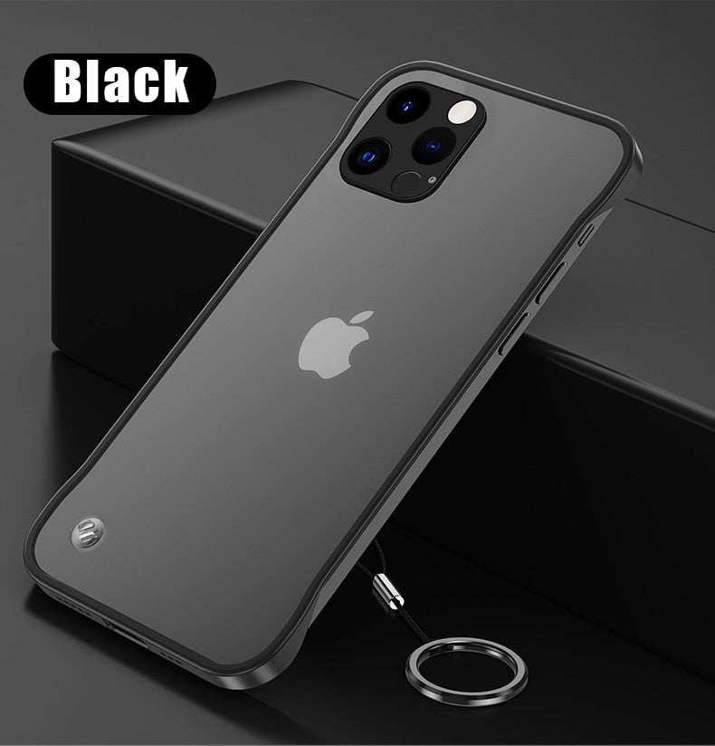 Matte Acrylic Frameless Ultra Slim Case For iPhone-Free Ring Chain