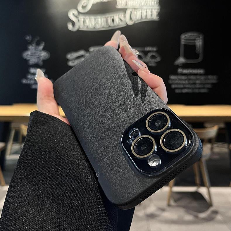 Litchi pattern borderless heat dissipation non-slip mobile phone case