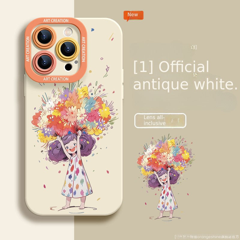 IPhone Silicone Original Silicone Cartoon Curly Hair Girl Phone Case