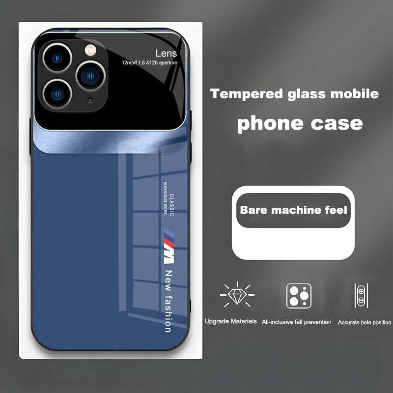 Large window luxury fashion glass phone case for iPhone