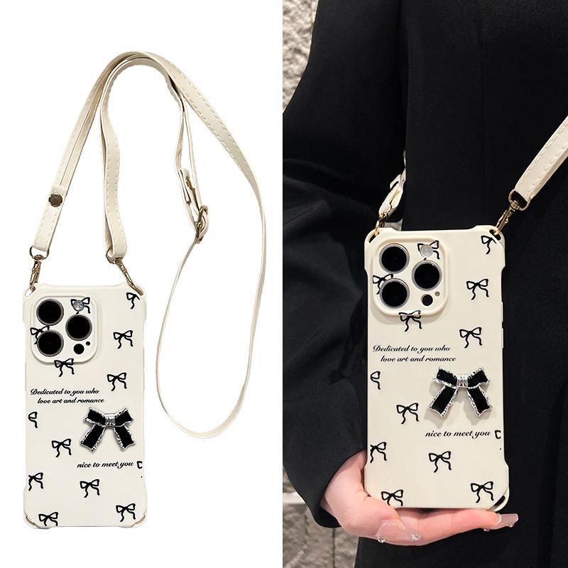 Hot ins bow phone case four corner lanyard phone case
