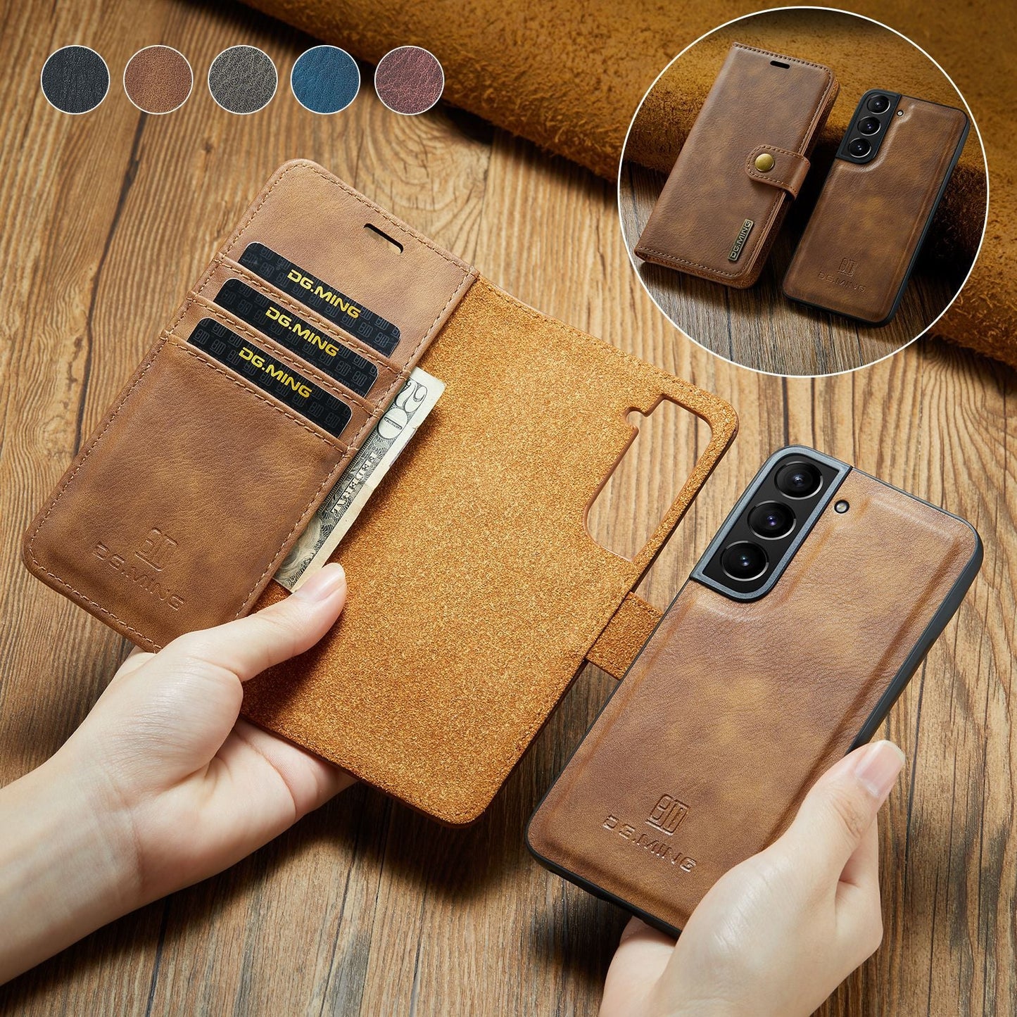 High-grade magnet split leather case 2-in-1 wallet protective leather case mobile phone case