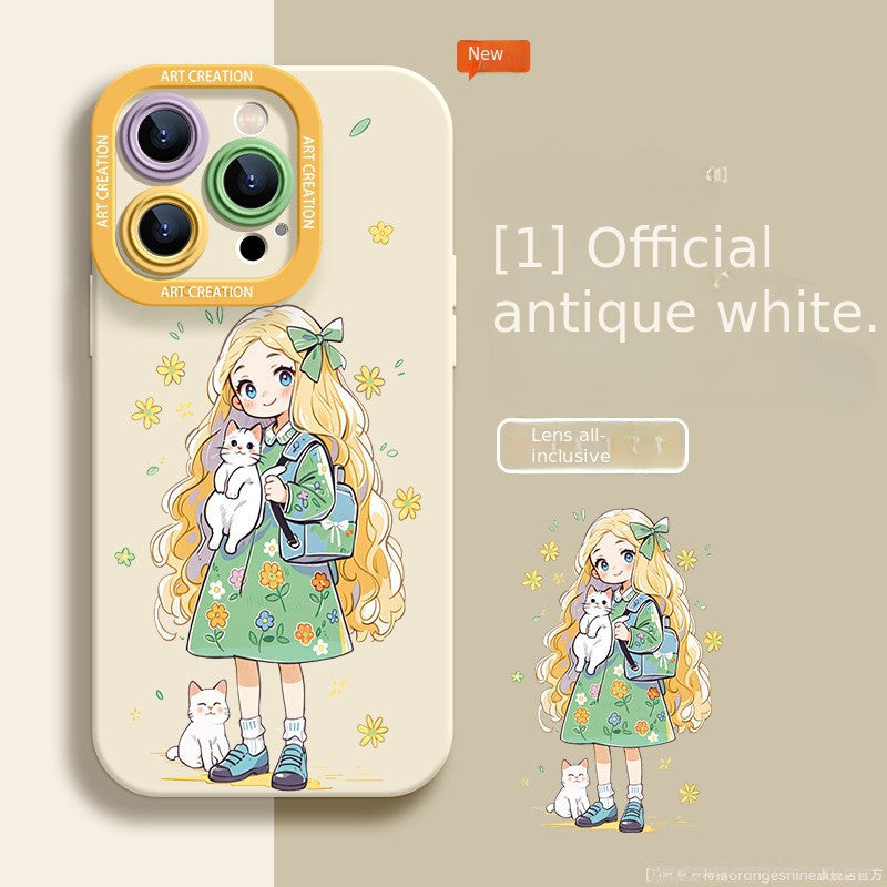 IPhone Silicone Original Silicone Cartoon Curly Hair Girl Phone Case