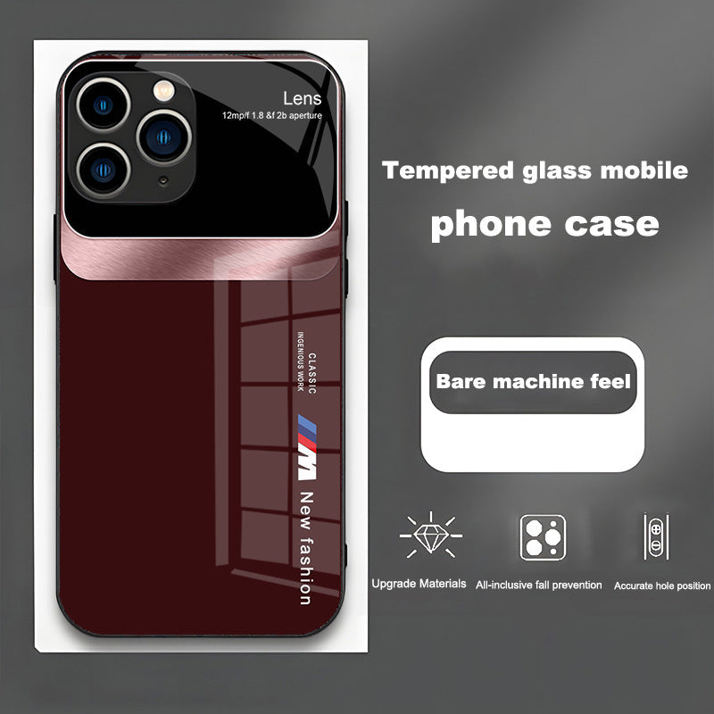 Large window luxury fashion glass phone case for iPhone